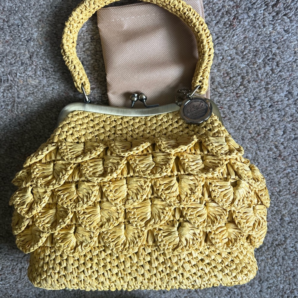 Patricia Nash Laureana scalloped Rafia satchel purse
